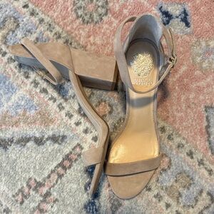 Vince Camuto Beige Block Heel Sandals